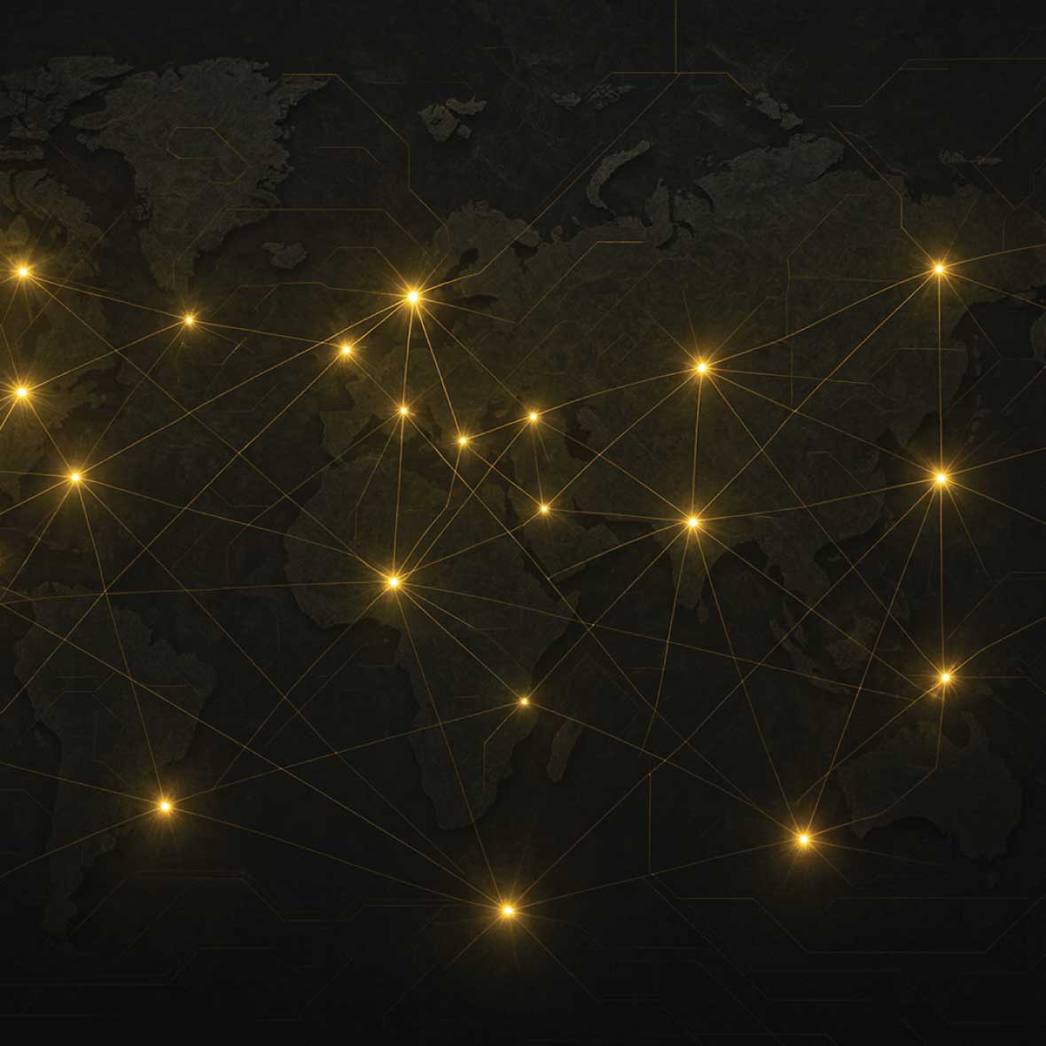 World map with neural network overlay